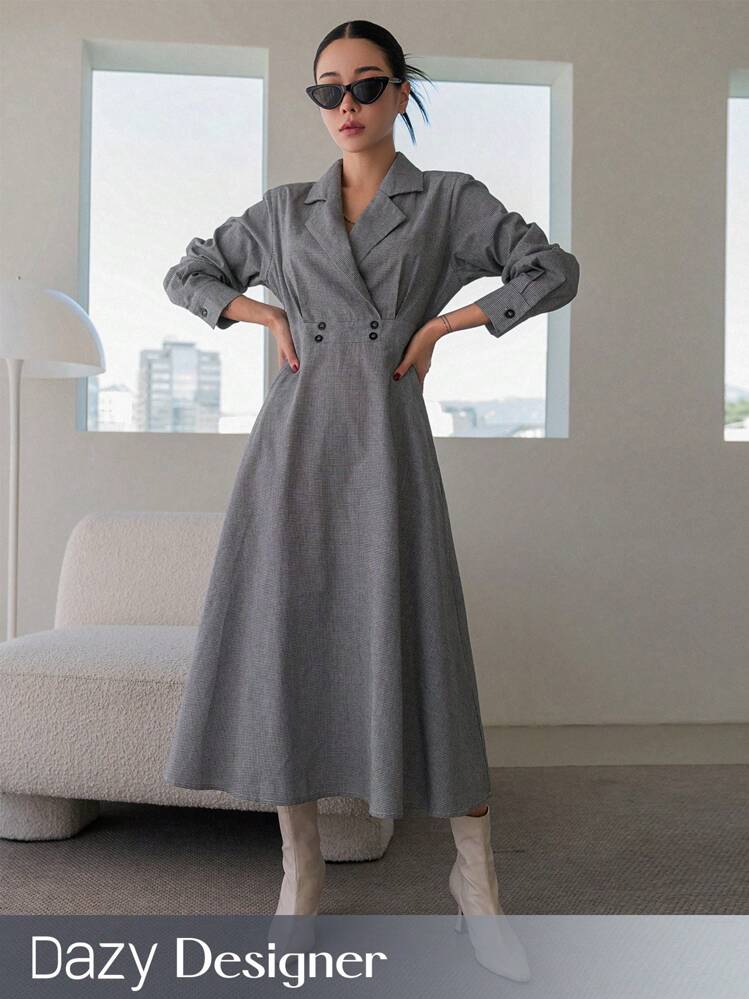Dazy Designer シャツドレス ラペルカラー ダブルボタン | SHEIN JAPAN