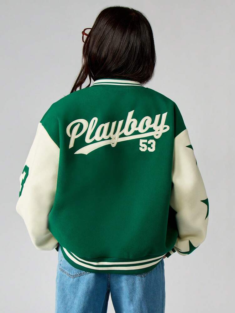 Missguided x Playboy Varsity Bomber Jacket With Contrasting