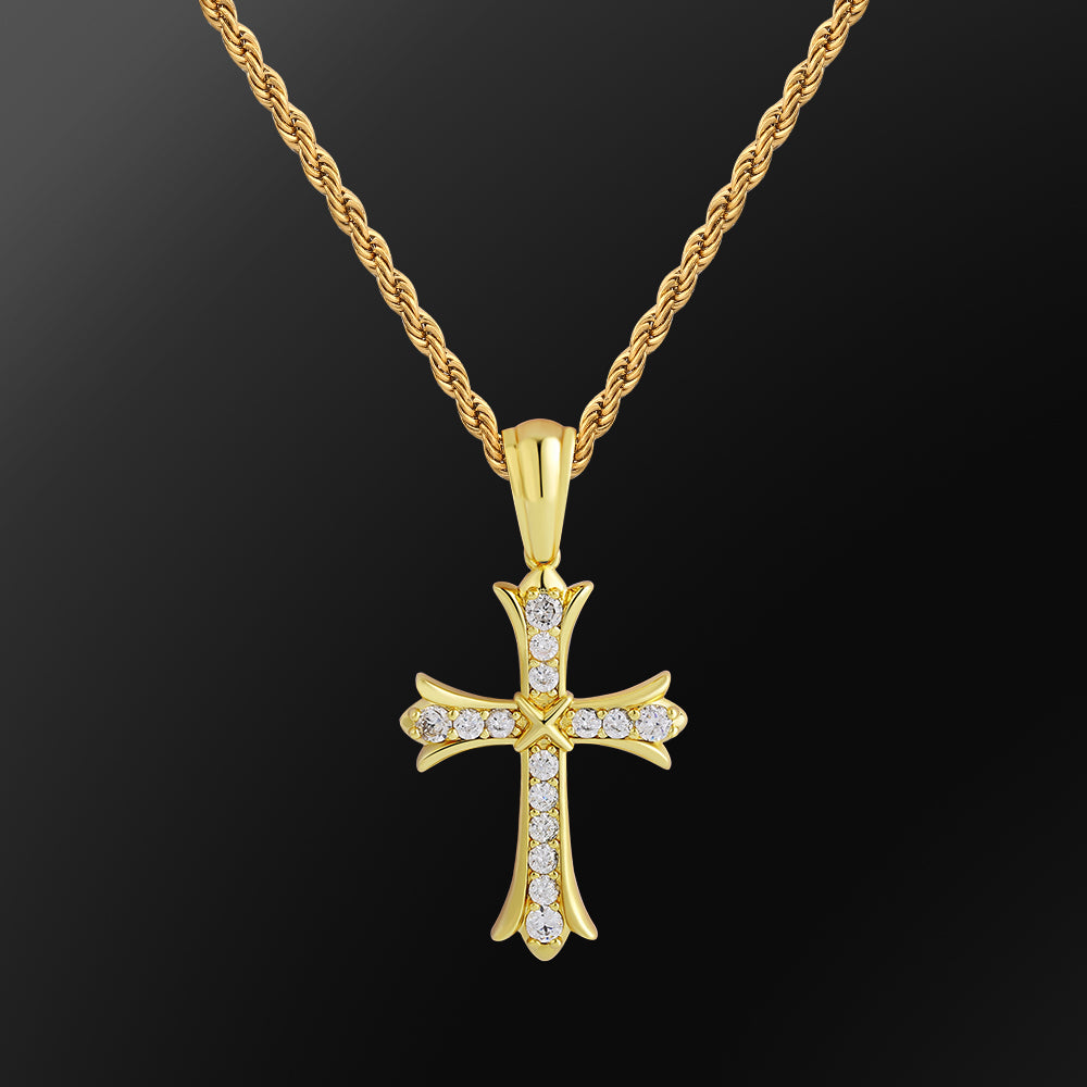 14K ダイヤモンド クロム ハーツ クロス ペンダント メンズ ネックレス