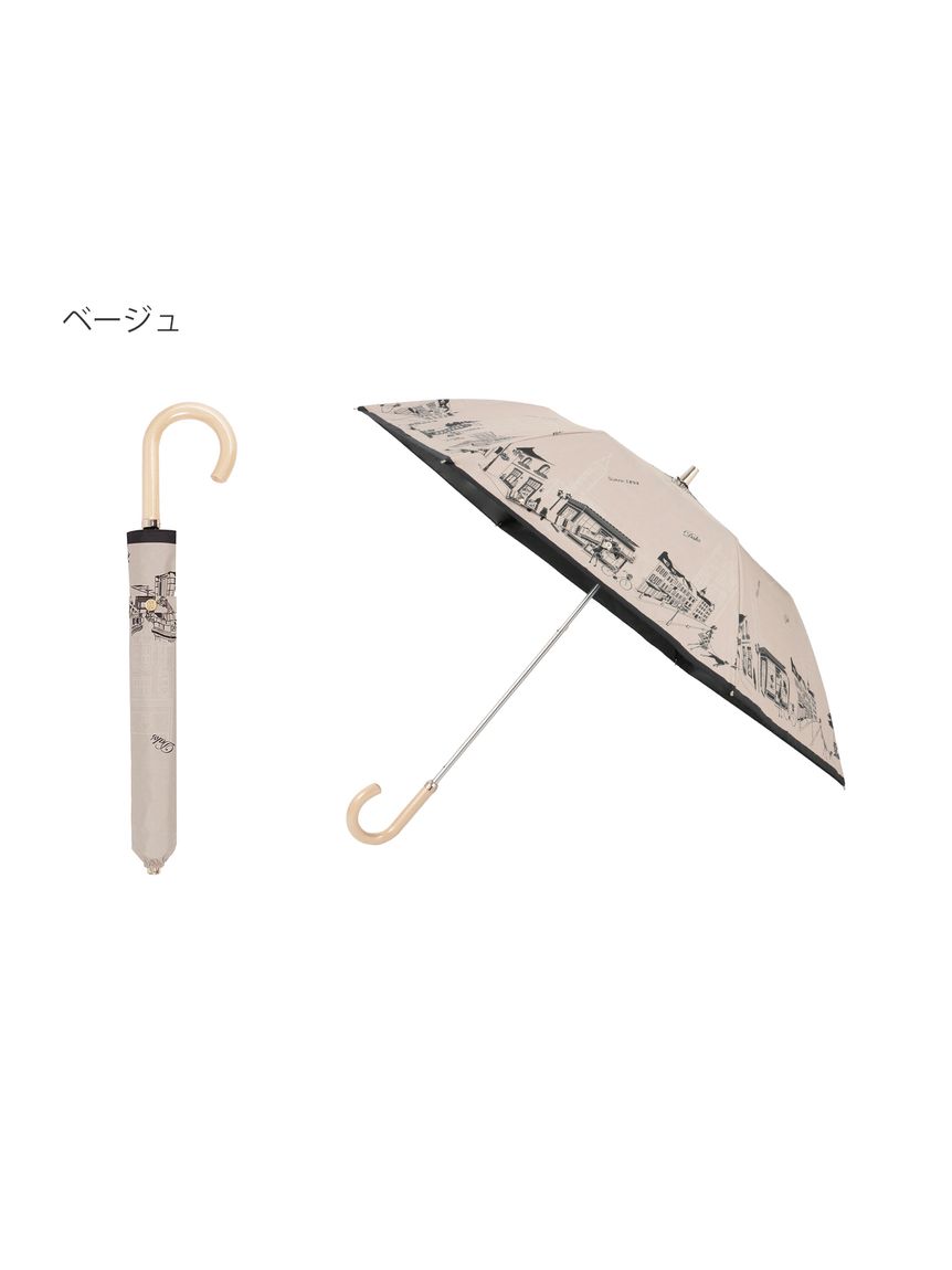 晴雨兼用折りたたみ日傘】ダックス（DAKS）街並み 遮光99.99％ UV99