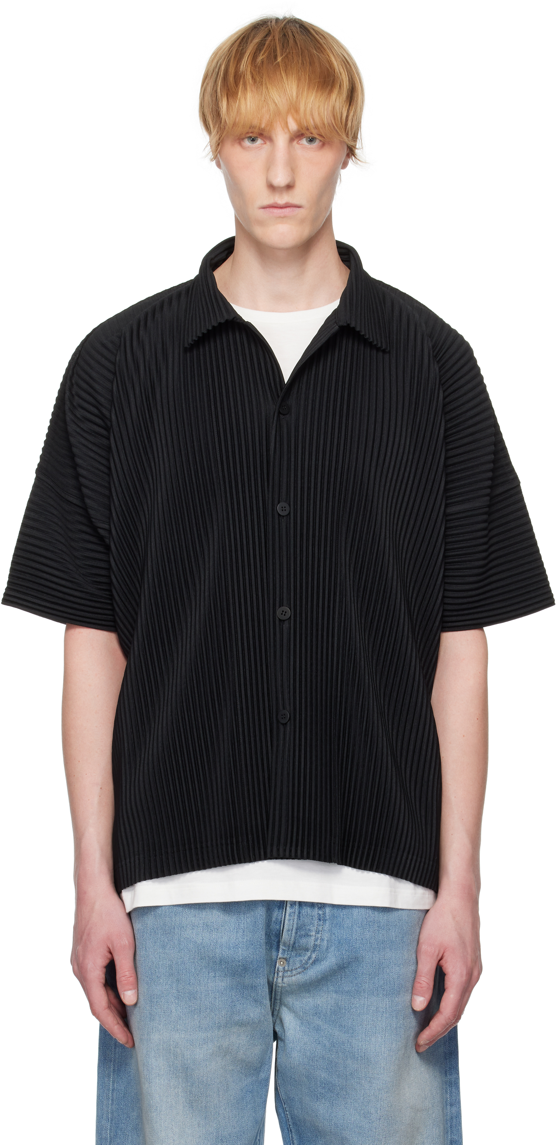 Black Monthly Color April Shirt by HOMME PLISSÉ ISSEY MIYAKE on Sale