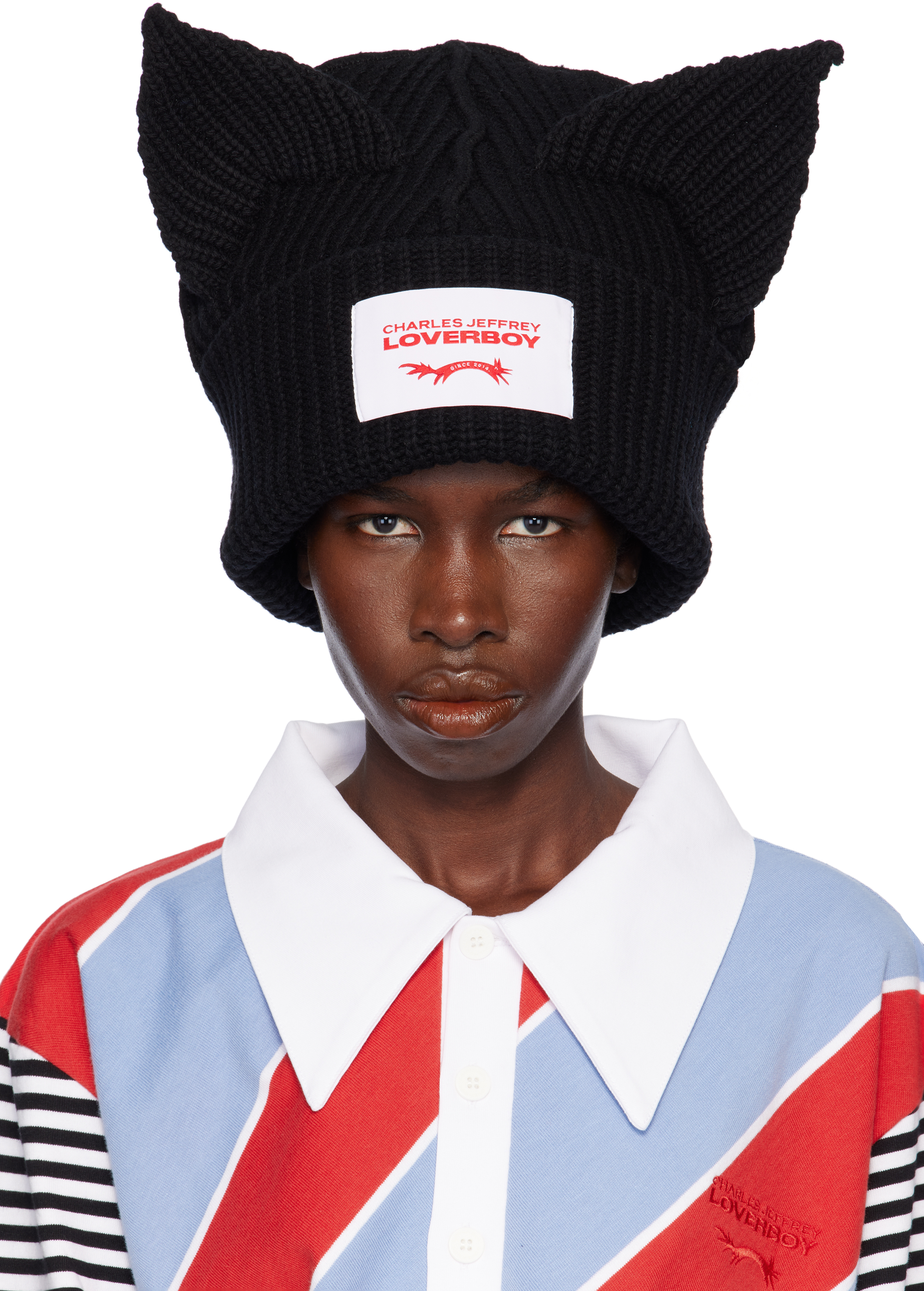 Charles Jeffrey LOVERBOY: ブラック Supersized Chunky Ears ビーニー