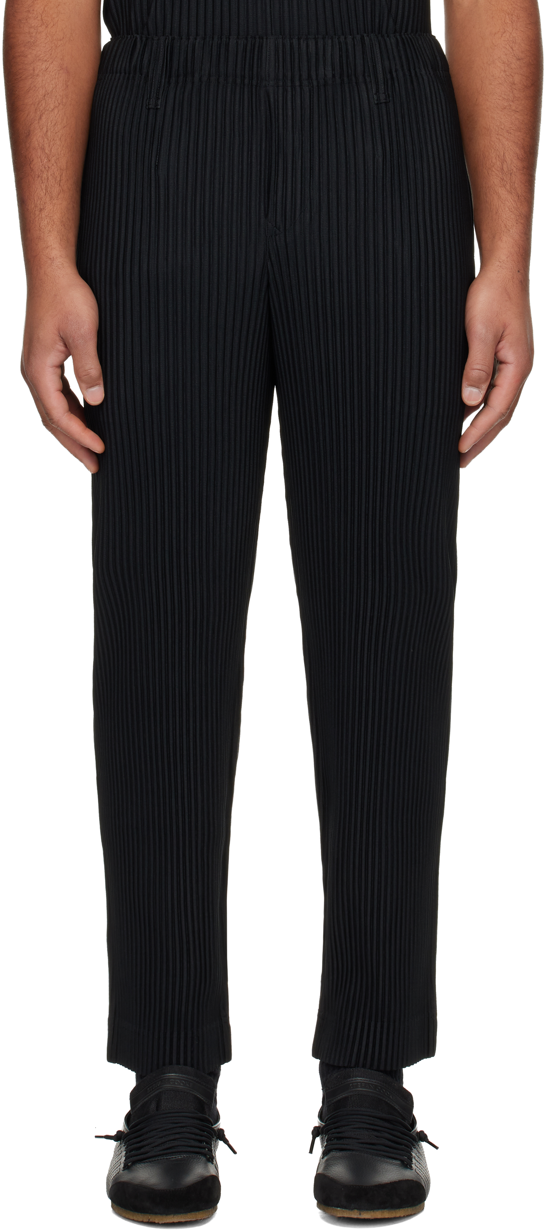HOMME PLISSÉ ISSEY MIYAKE: Black Basics Trousers | SSENSE