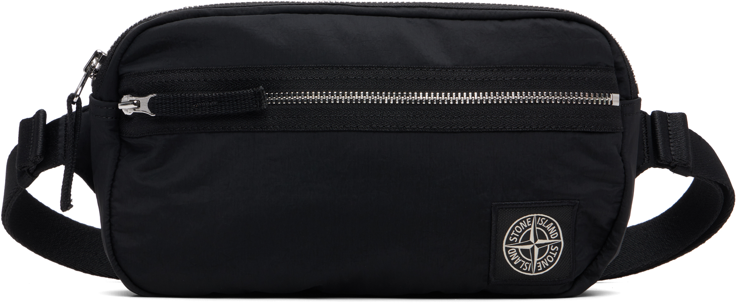 Black 9200016 Coated Nylon Metal ECONYL Belt Bag by Stone Island