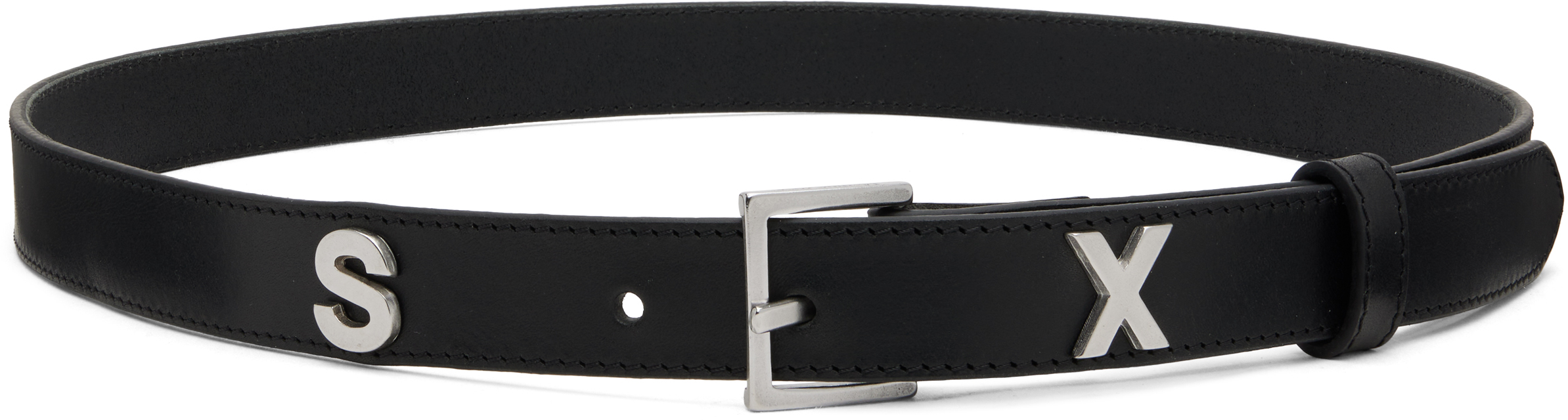 Black 'Sex' Leather Belt by Martine Rose on Sale