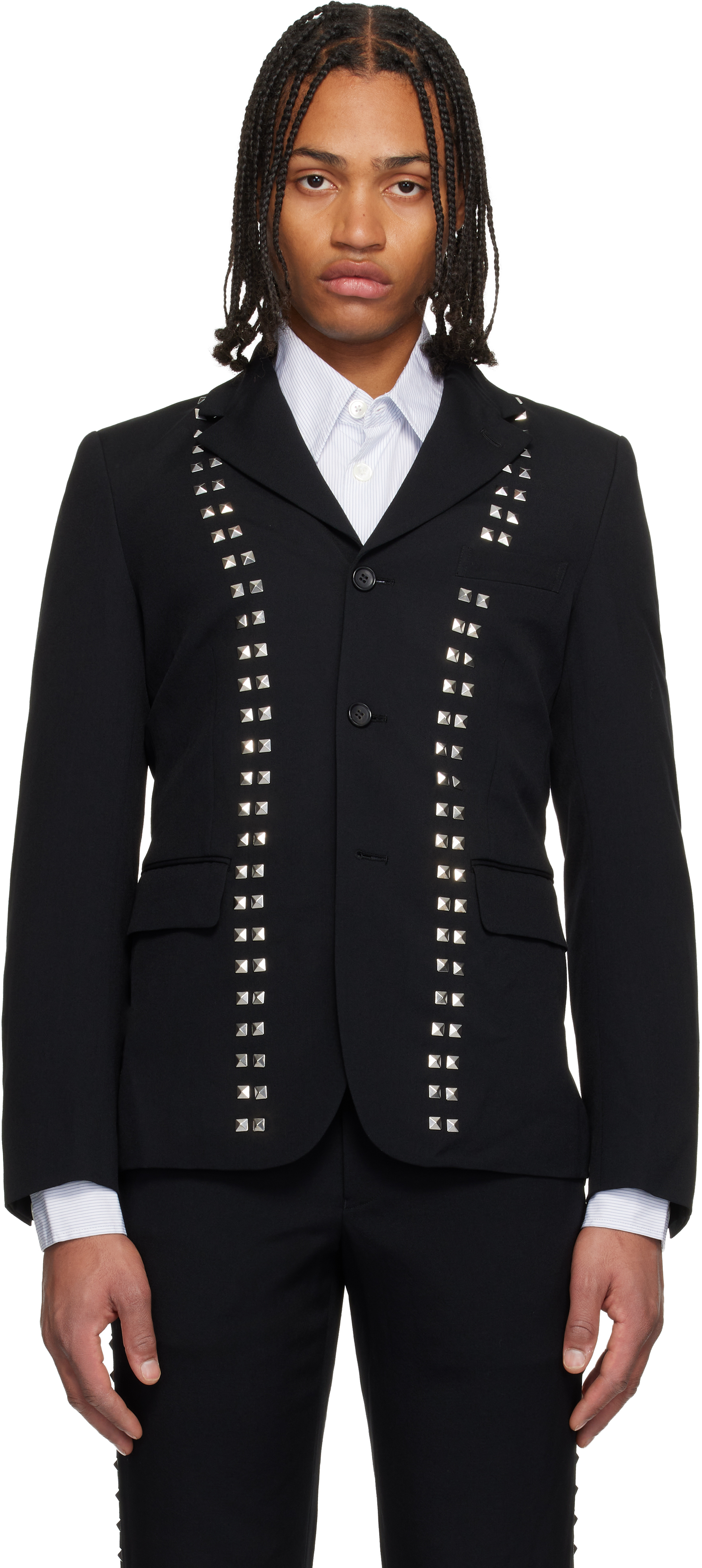 Black Comme des Garçonsのブラック スタッズ テーラードジャケットが