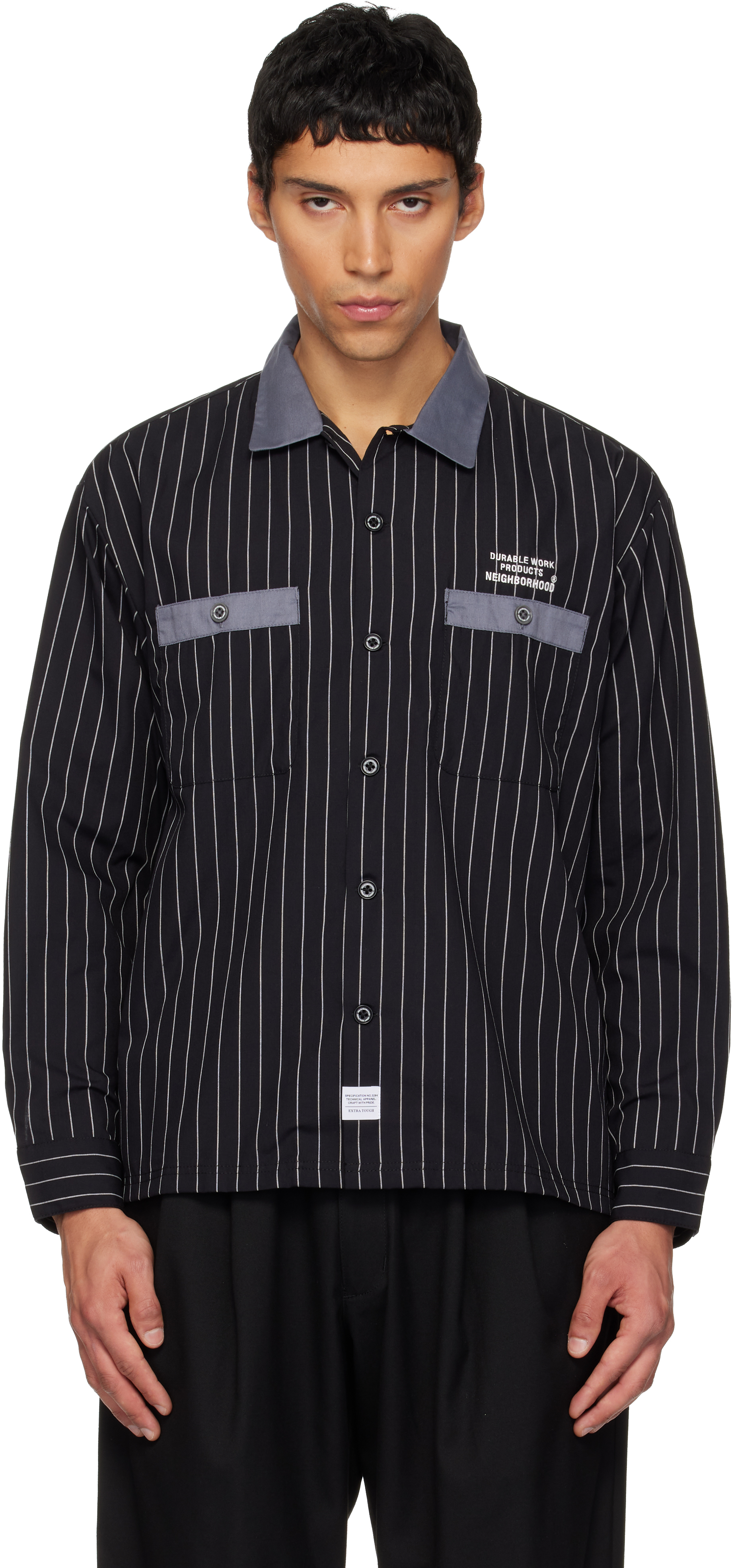 Neighborhoodのブラック Classic Work Stripe 長袖シャツがセール中