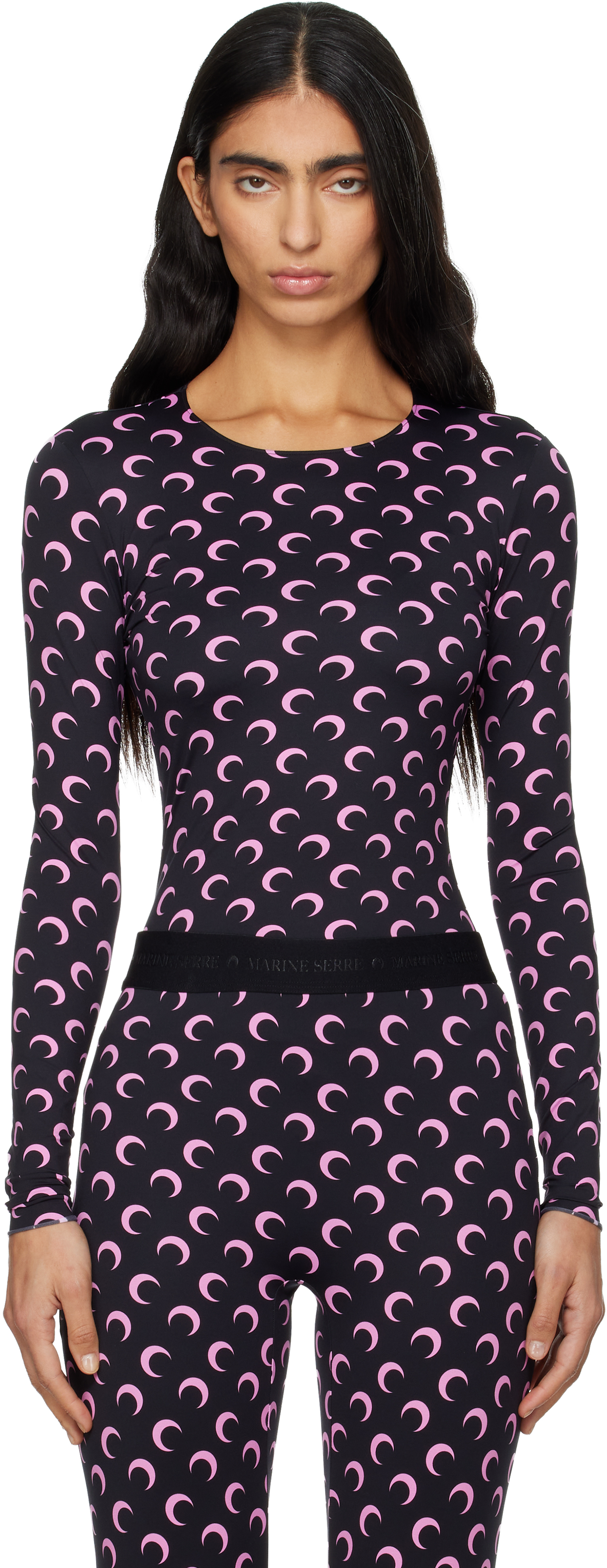 Black Recycled Moon Jersey Long Sleeve T-shirt by Marine Serre on Sale