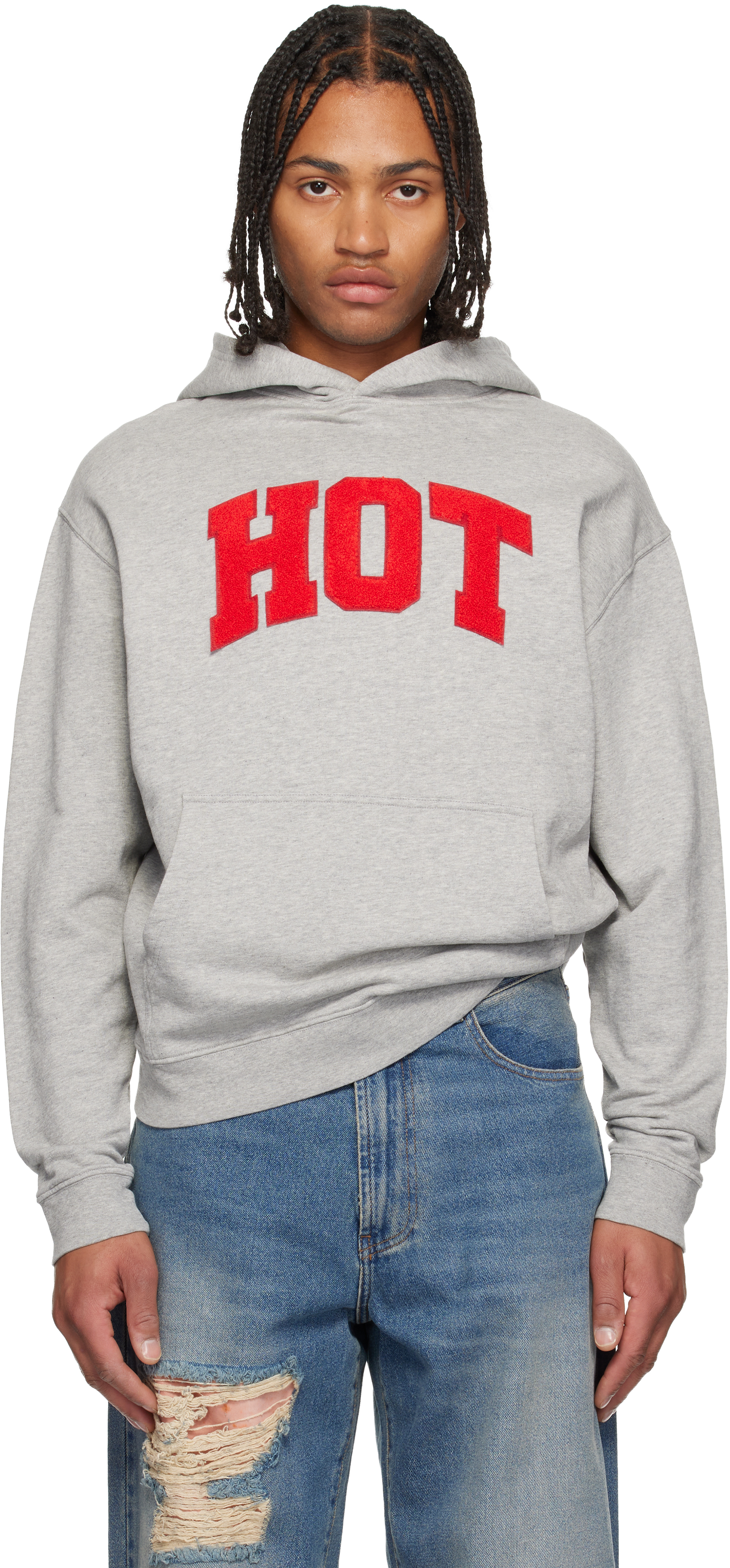 Gray Carne University Hoodie by Carne Bollente on Sale