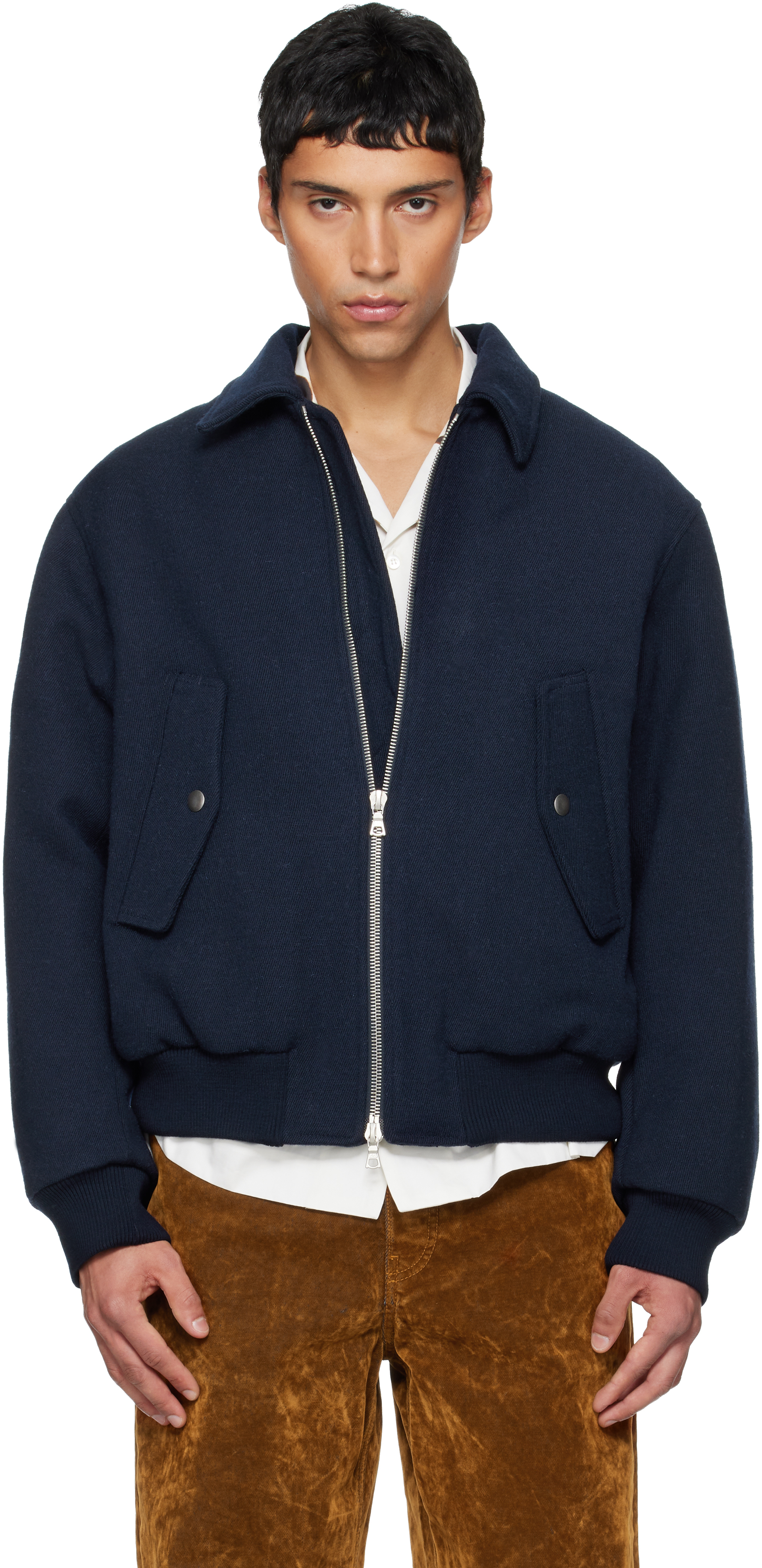Dries Van Notenのネイビー Zipper ボンバージャケットがセール中