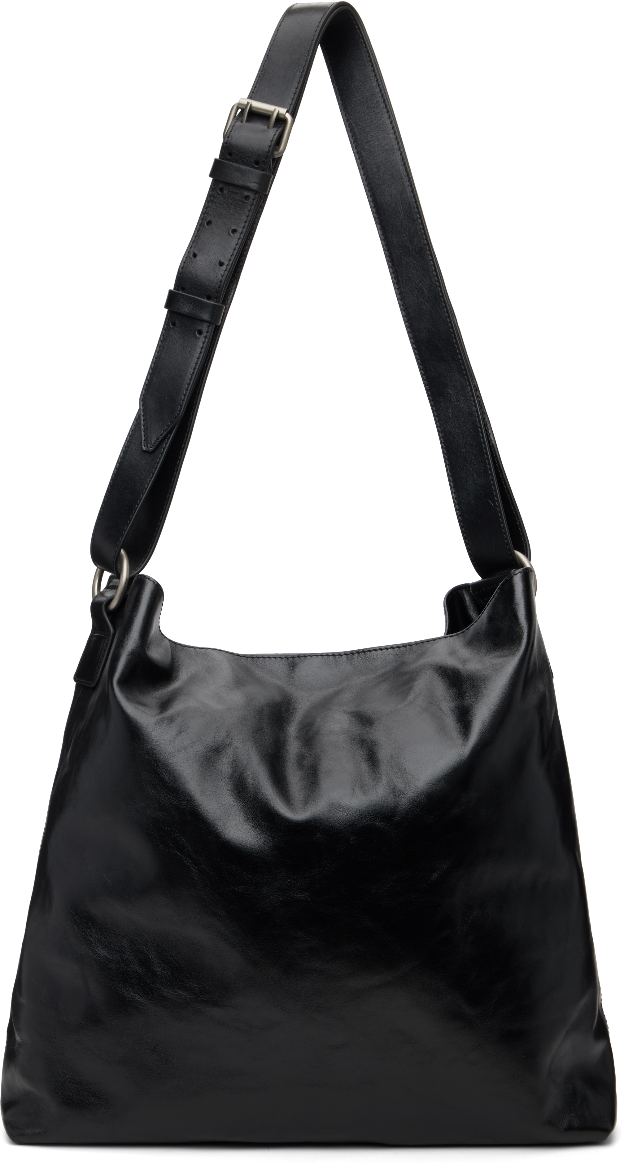 Dries Van Noten: Black Leather Messenger Bag | SSENSE