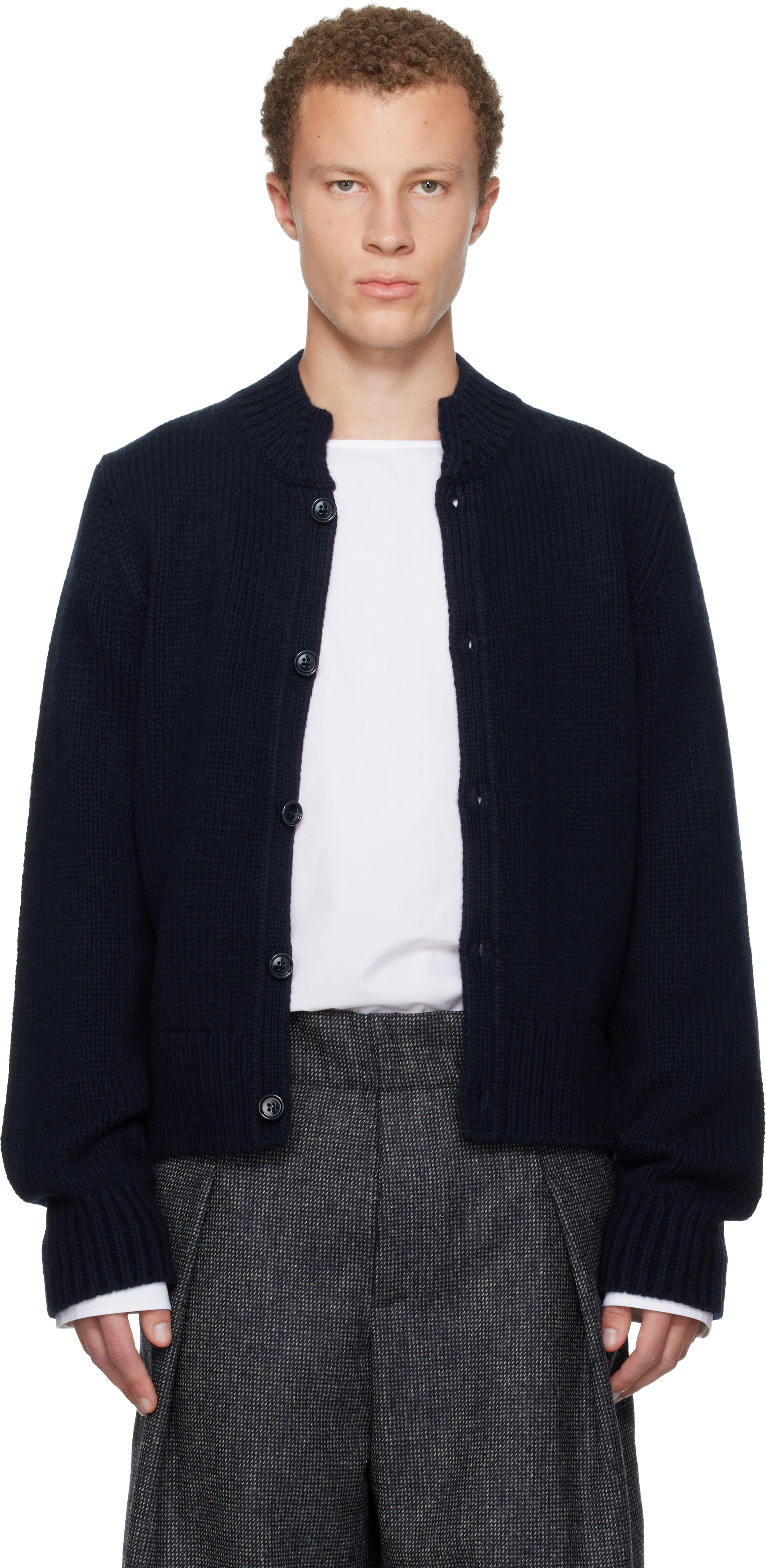 Dries Van Notenのネイビー メリノウール カーディガンがセール中