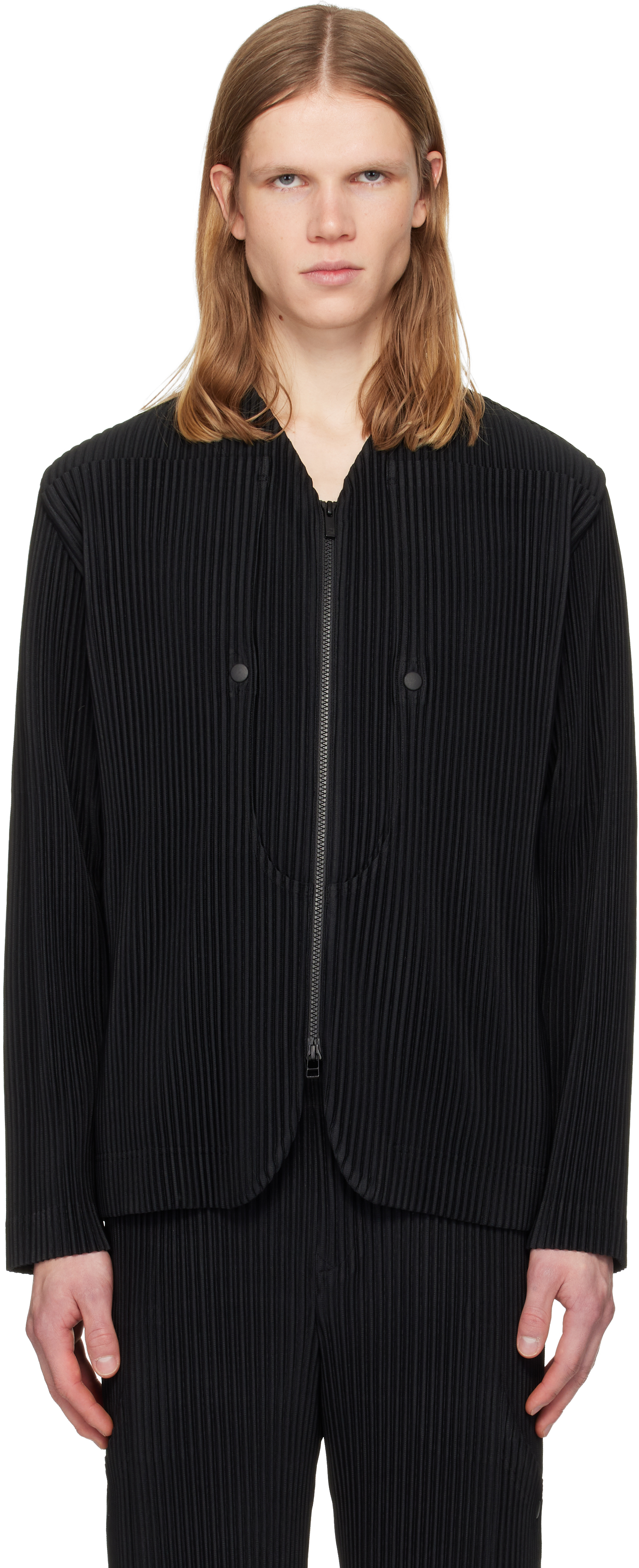 HOMME PLISSÉ ISSEY MIYAKE: Black Quarry Jacket | SSENSE