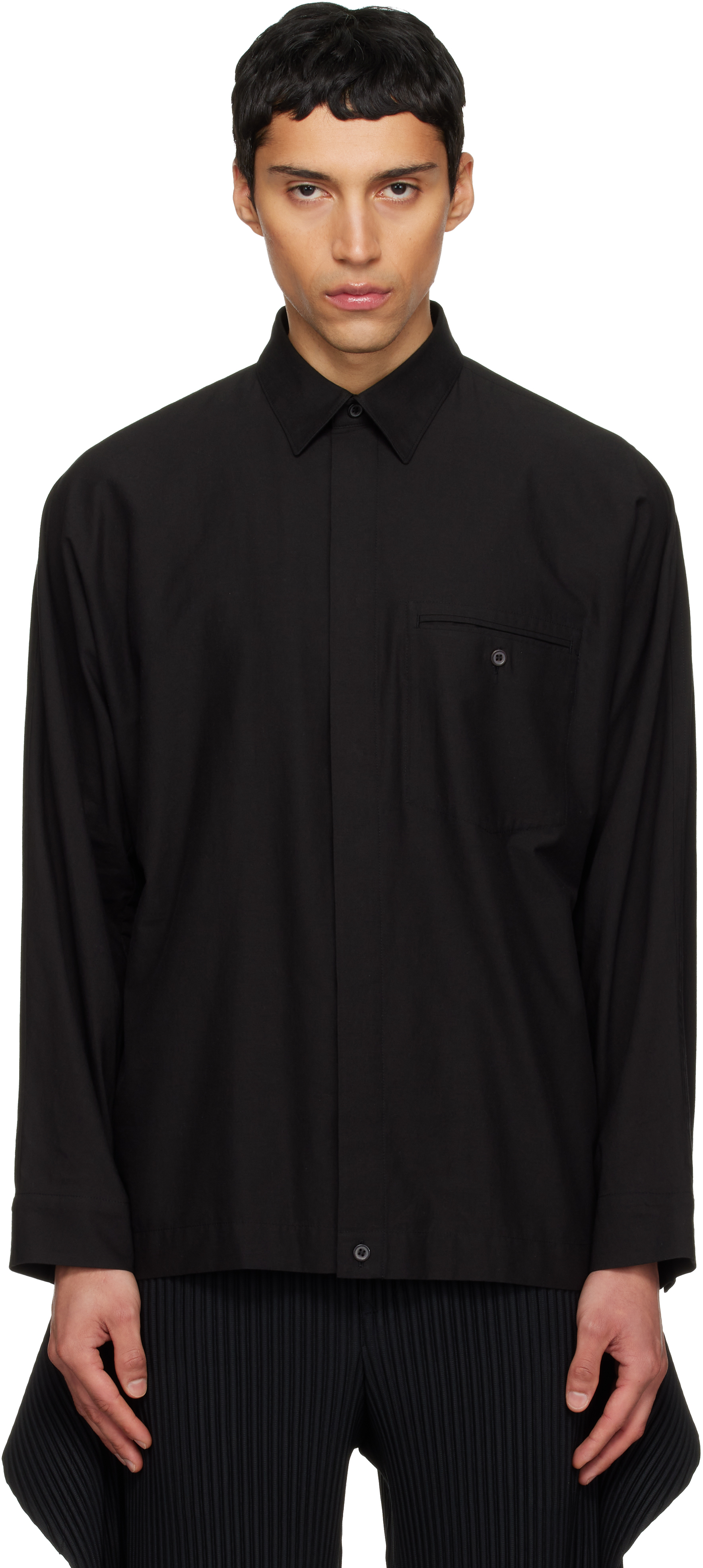 HOMME PLISSÉ ISSEY MIYAKE: Black Streamline Shirt | SSENSE