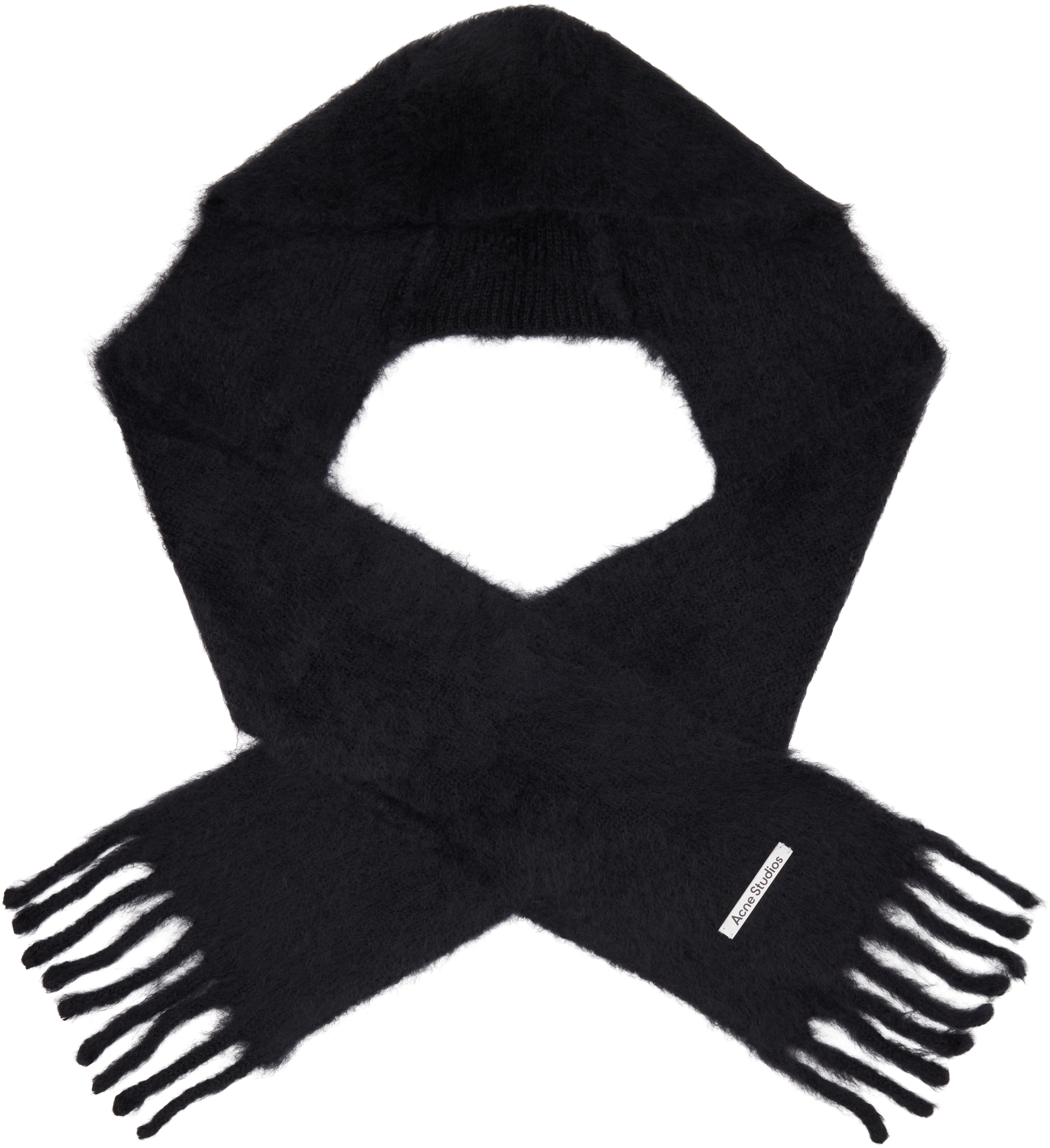 Acne Studios: Black Hooded Scarf | SSENSE