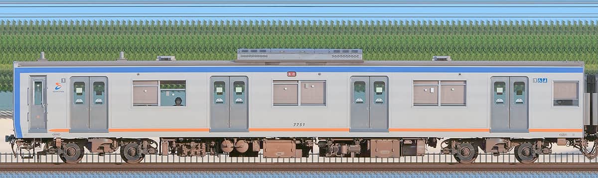 相鉄7000系クハ7751の側面写真｜RailFile.jp｜鉄道車両サイドビューの図鑑