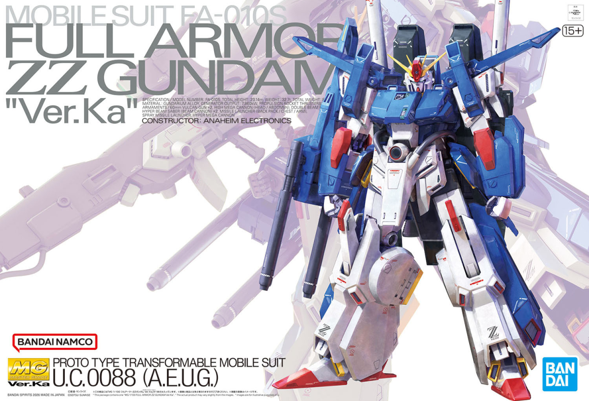 Gunpla 'MG 1/100 Full Armor ZZ Gundam Ver. Ka' Nearing Release