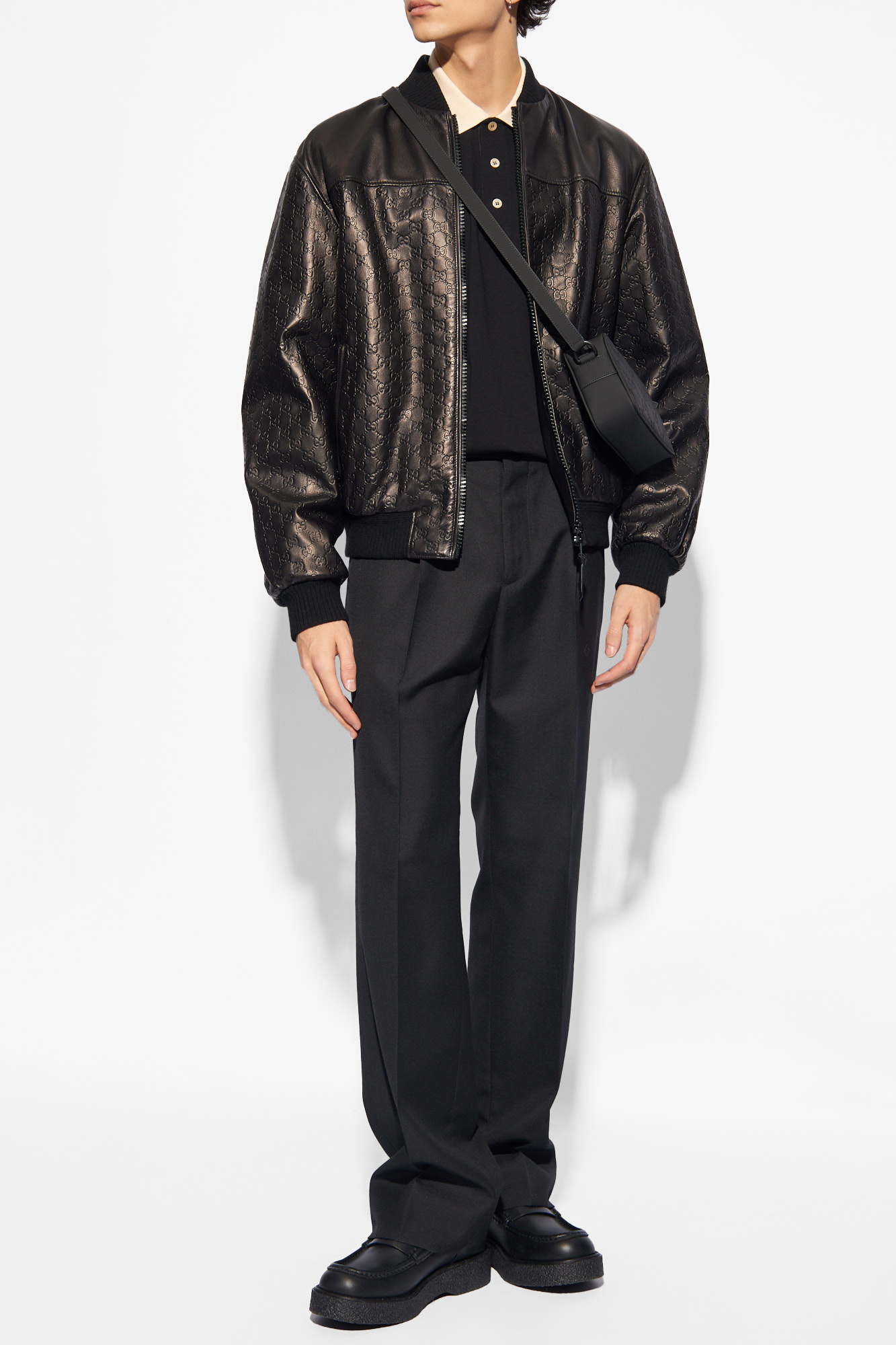Gucci Leather jacket with monogram | Men's | Vitkac