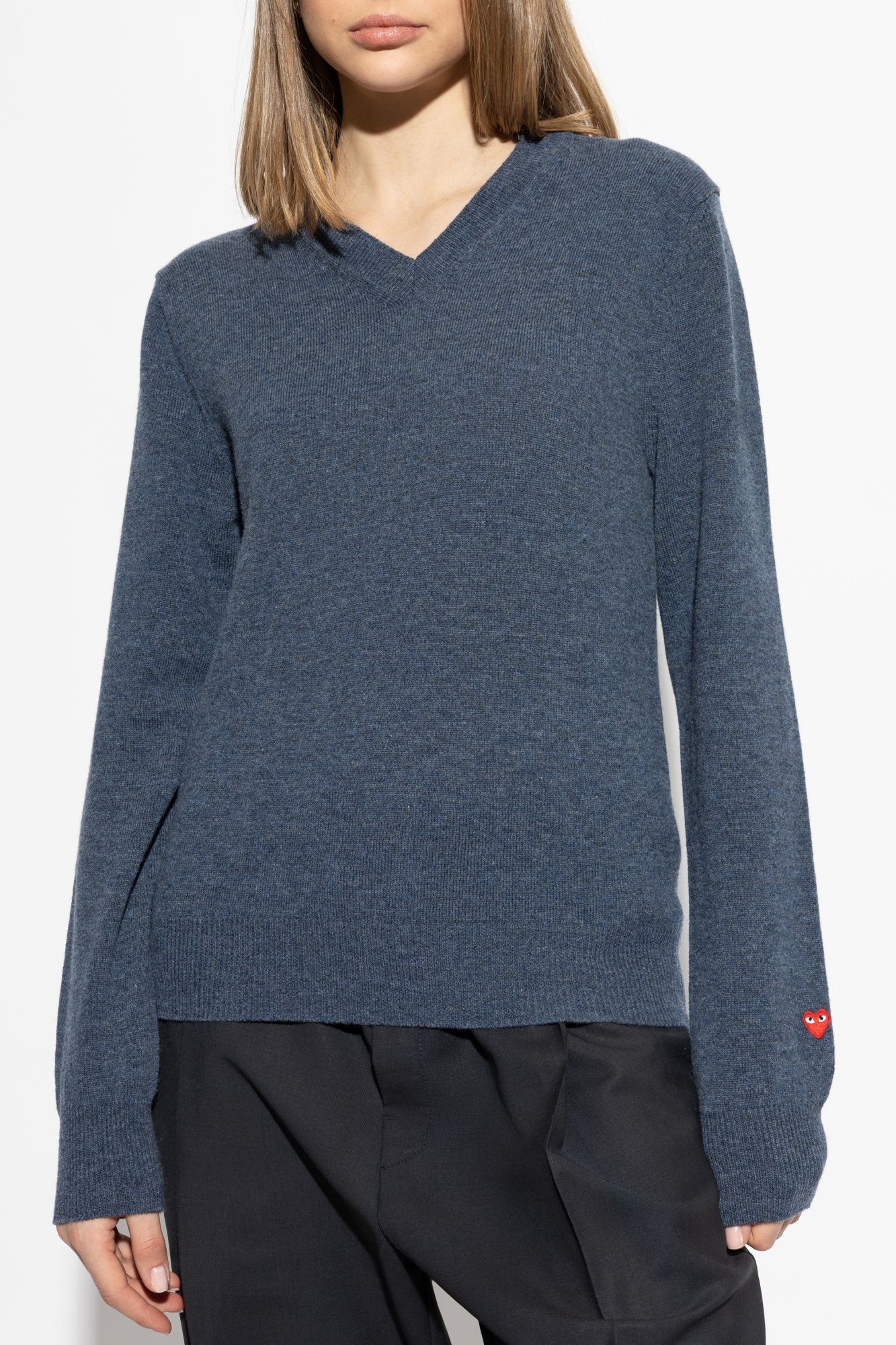 Blue V-neck sweater Comme des Garçons Play - Vitkac Japan