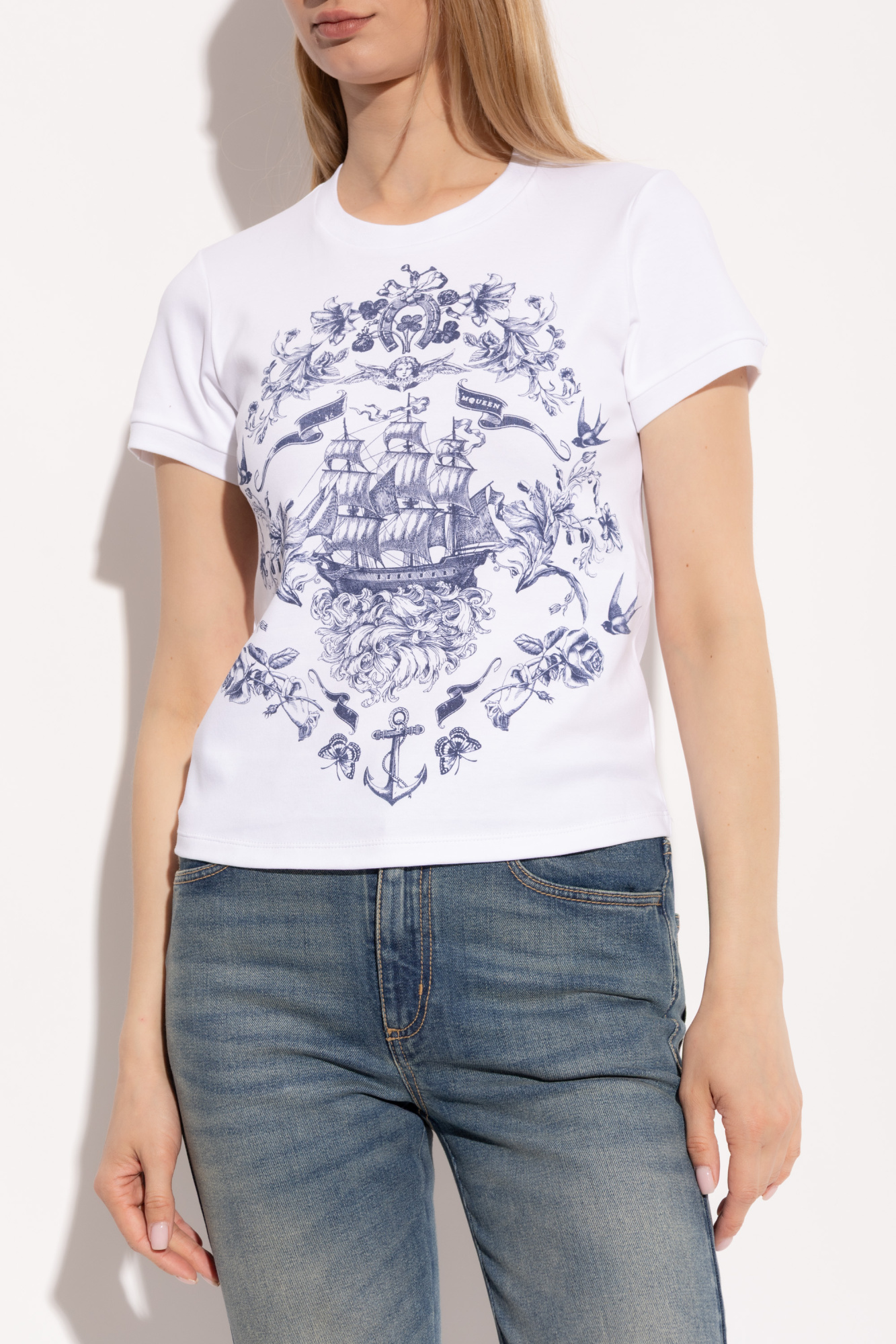 White T-shirt with print Alexander McQueen - Vitkac Japan
