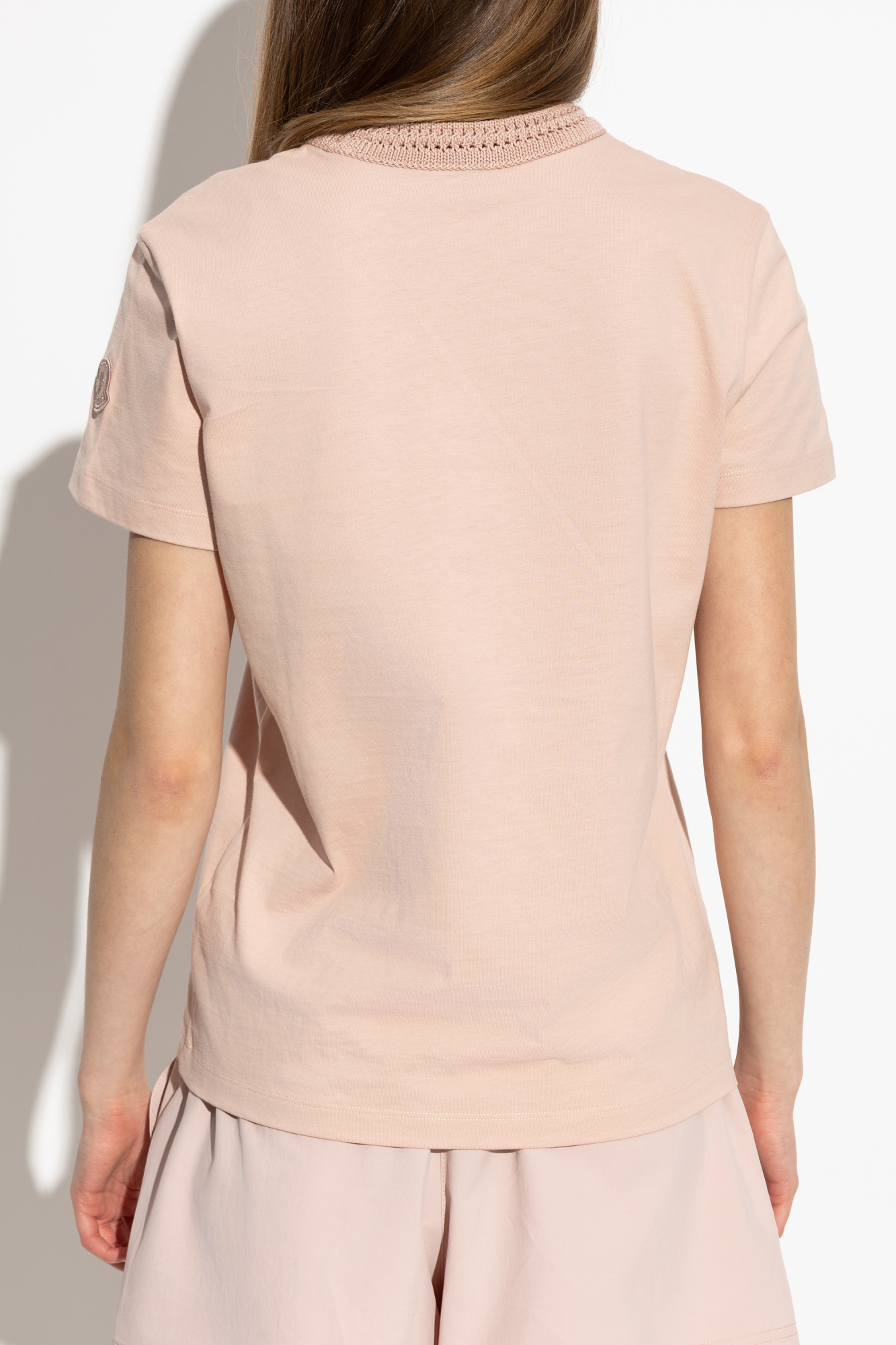 Pink T-shirt with decorative neckline Moncler - Vitkac Netherlands
