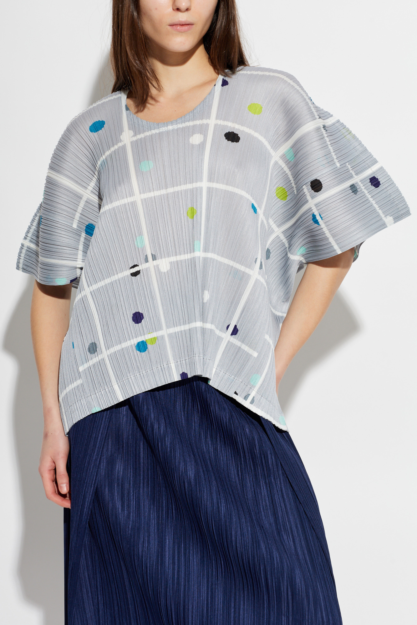 Grey Pleated printed top Pleats Please Issey Miyake - Vitkac Japan