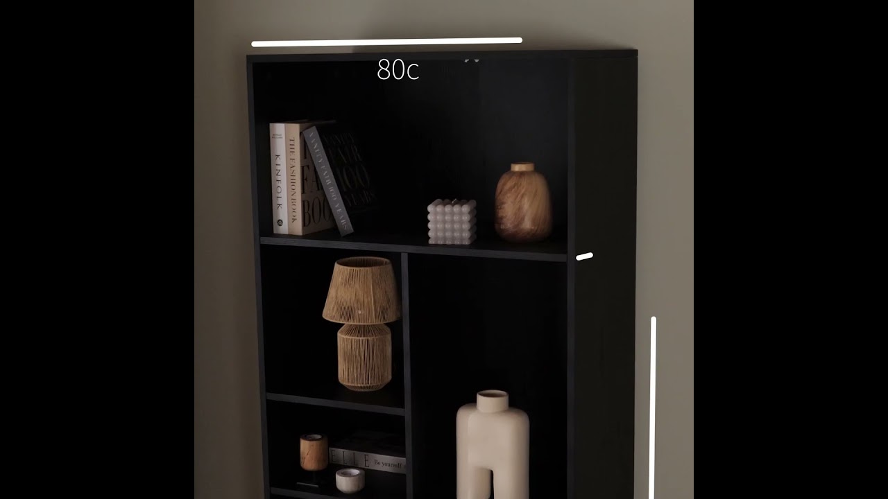 Wandkast Bradley zwart/blank eiken 80x220 cm | Livin24
