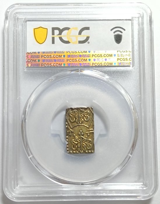 1868-69)日本明治二分金PCGS AU55 3.0g 黃金含量約23％ 銀含量為77