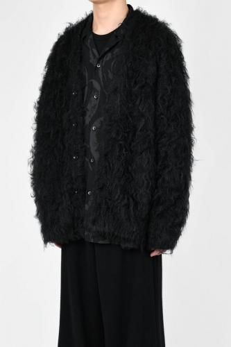 LAD MUSICIAN / LOOP YARN SHAGGY KNIT CARDIGAN / BLACK - LAD