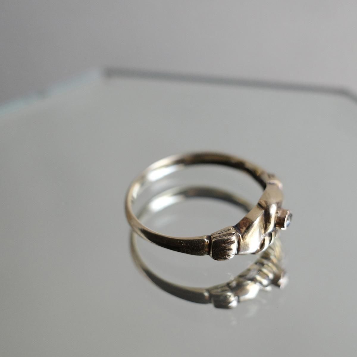 9金 ダイヤモンド シェイクハンド リング（Victorian-Art Deco 9K