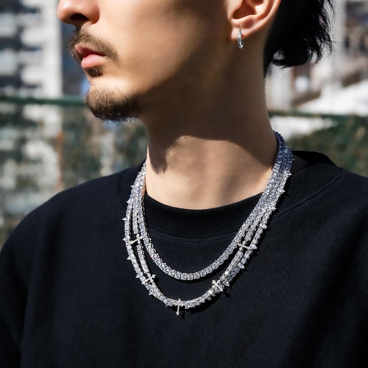 シルバー テニスネックレス 幅5mm 45cm-55cm AHNL-D001-5MM