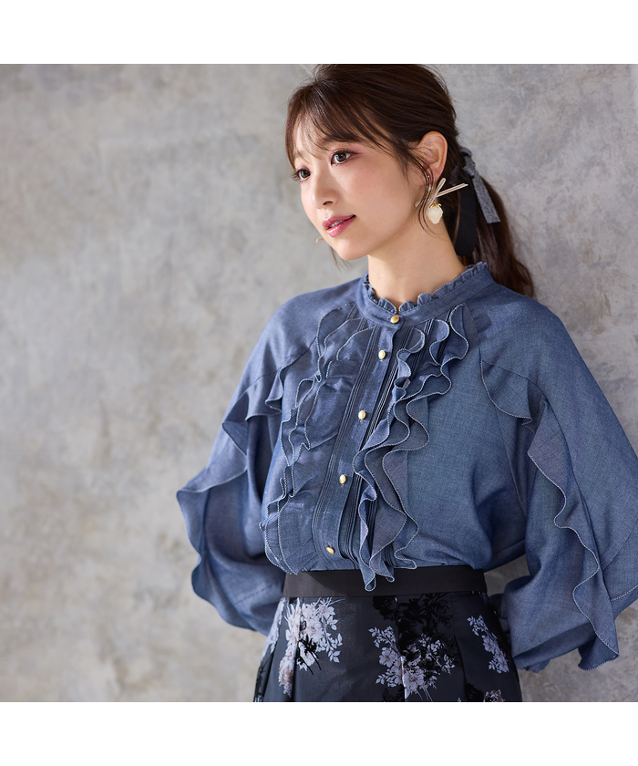 ローズティアラ❣️ オフショルダー パフスリーブ シャツ 46 シャツ