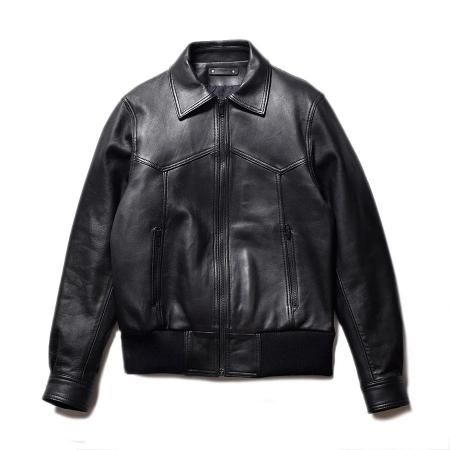 MINEDENIM(マインデニム) Sheep Leather Zipup Rib JKT(シープレザー