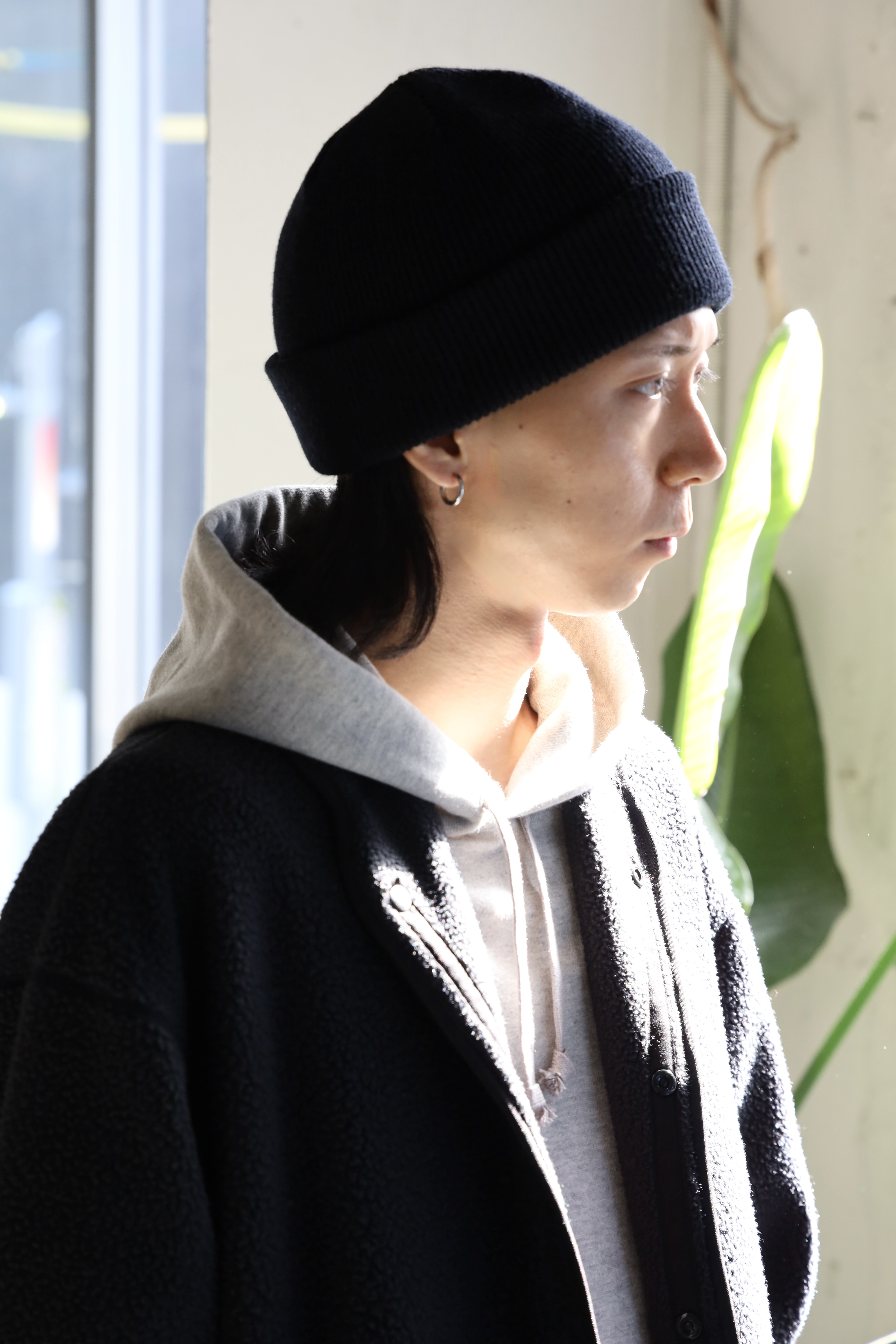 YOKO SAKAMOTO WOOL KNIT BIG WATCH CAP - BLACK - PURAS