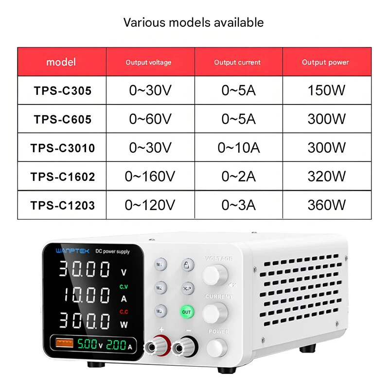 WAMPTEK Adjustable DC Power Supply TPS-C3010 150W 300W 320W 360W 0