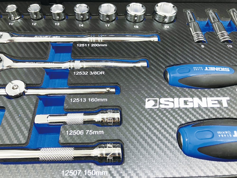 SIGNET 85点組 3/8DR・1/4DR 3段 ツールボックス 工具セット レッド