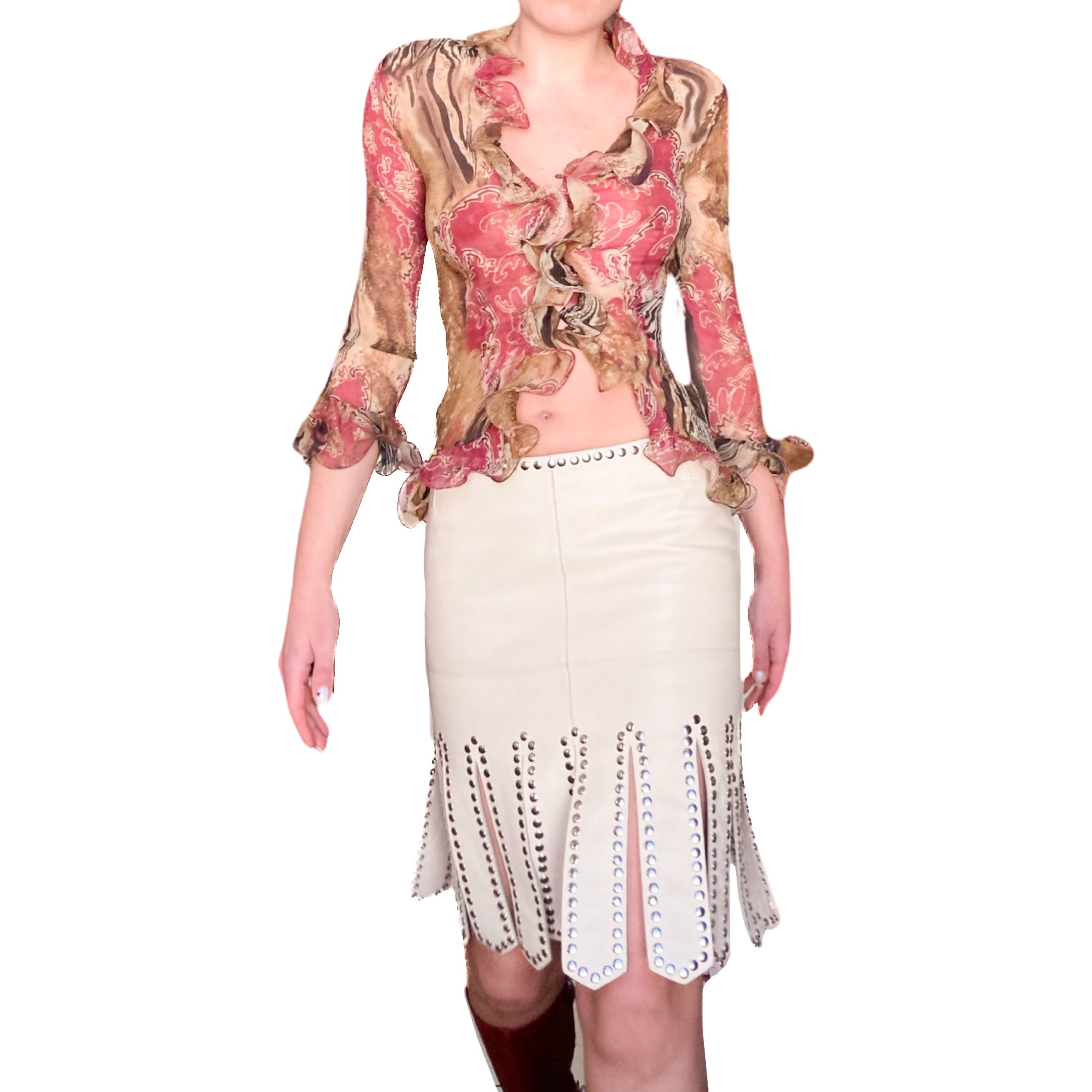 Dolce & Gabbana S/S 2003 iconic studded leather skirt + belt – InLouve
