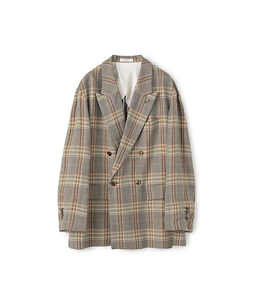 レーヨンリネンチェック ダブルブレストジャケット | maison