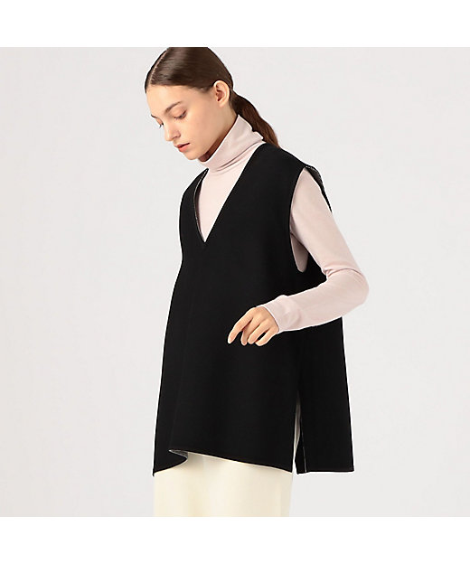 美品 トゥモローランド ウールシルクブロックトゥース 4-wayジレ S 36