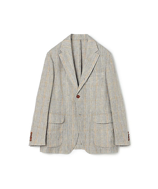 リネン グレンチェック シングルブレステッド 3Bジャケット
