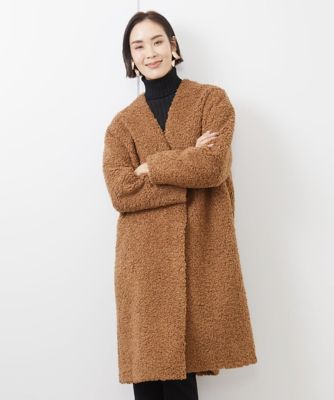 9 装飾ボタン高級 専用【極美品✨️】レリアン 茶 キャメル素材ノーカラーコート