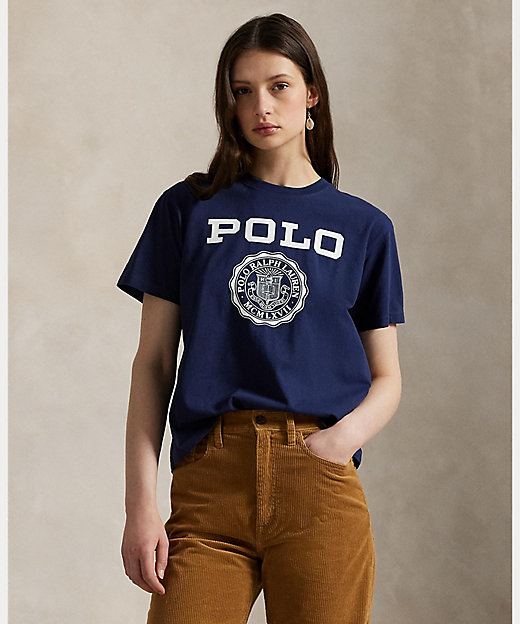 ロゴ クレスト コットン ジャージー クルーネック Tシャツ