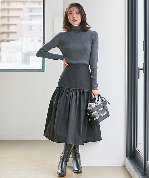 蛯原友里さん着用】メモリータフタ ティアード スカート
