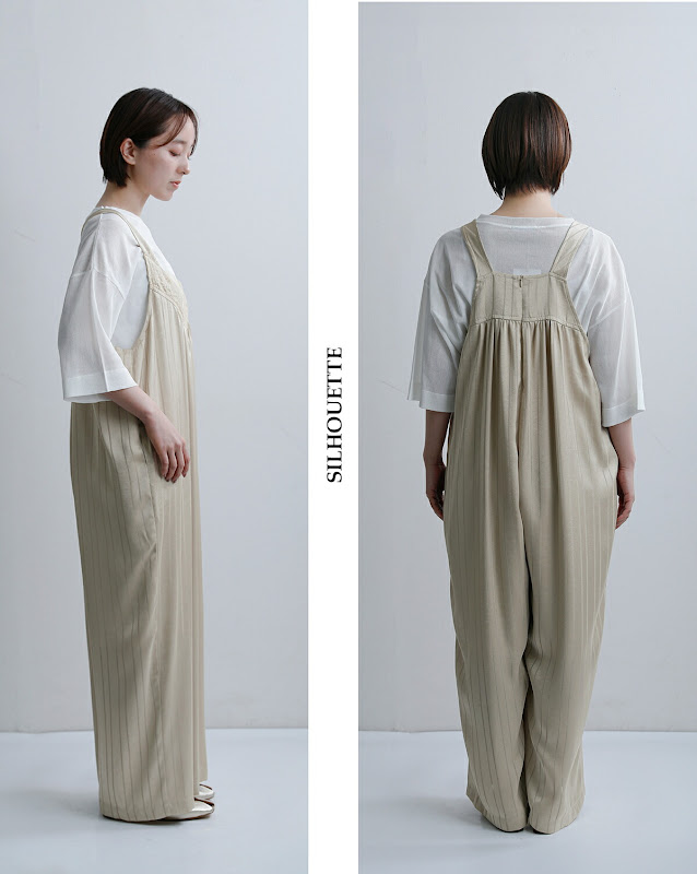 whyto ホワイト レースサテン オーバーサイズ サロペット “lace stain
