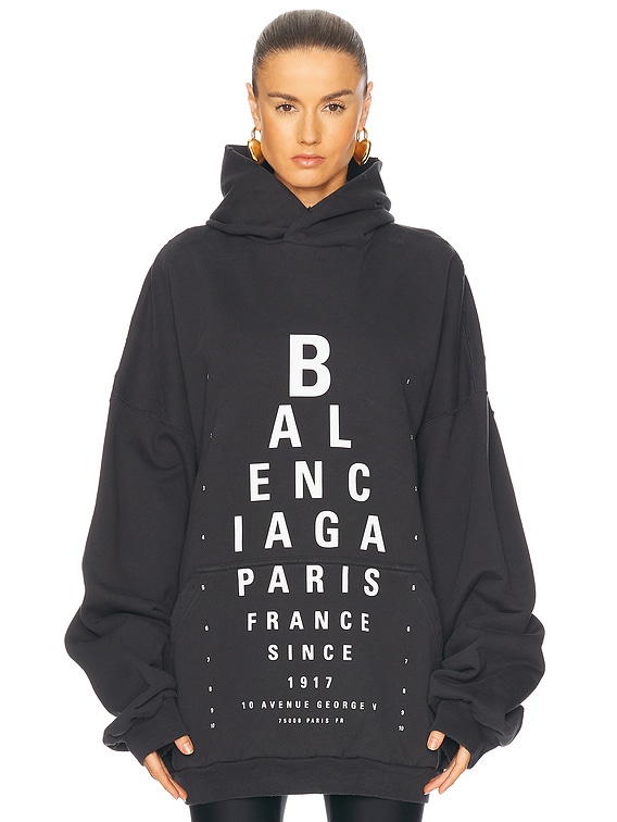 Balenciaga Large Fit Hoodie in Washed Black & White | FWRD