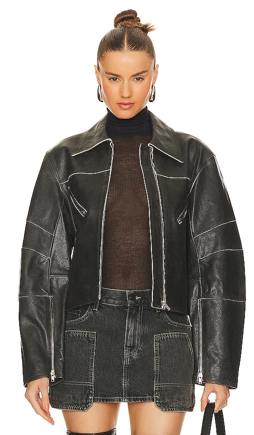 Helmut Lang Leather Biker Jacket in Black | REVOLVE