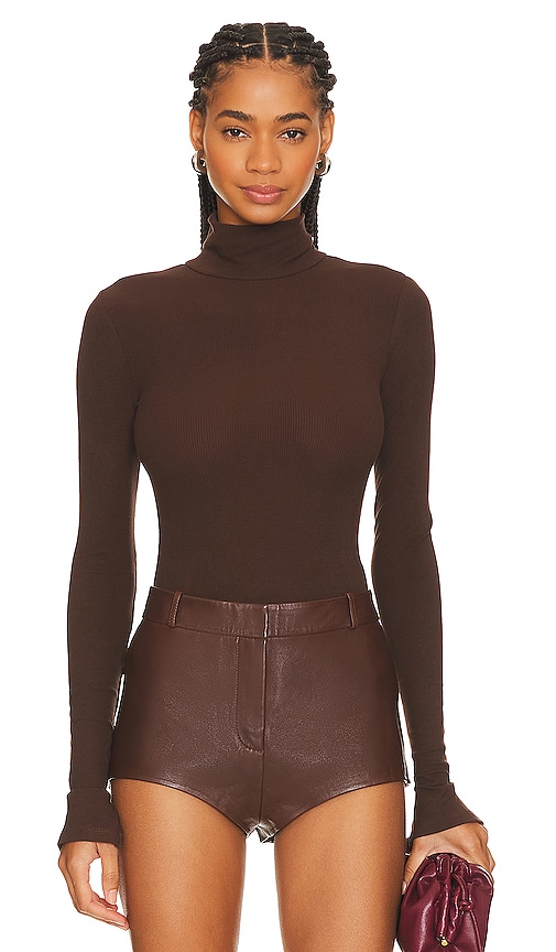 WeWoreWhat Turtle Neck Bodysuit in Umber | REVOLVE