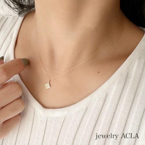 ひし型 ネックレス 18K 菱形 ダイヤモンド 18金 K18ダイヤネックレス