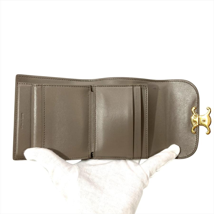 CELINE（セリーヌ） トリオンフ 三つ折り財布 レザー グレージュ