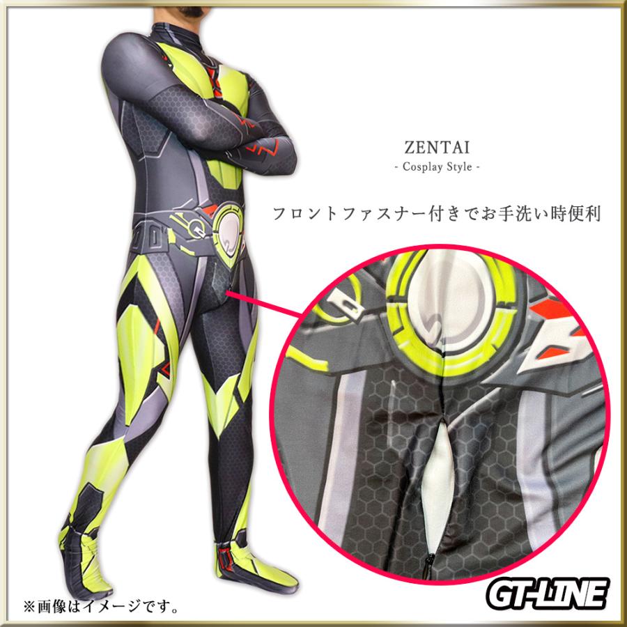Zentai ブラックライダー ファスナー付き ヒーロー 黒 全身タイツ